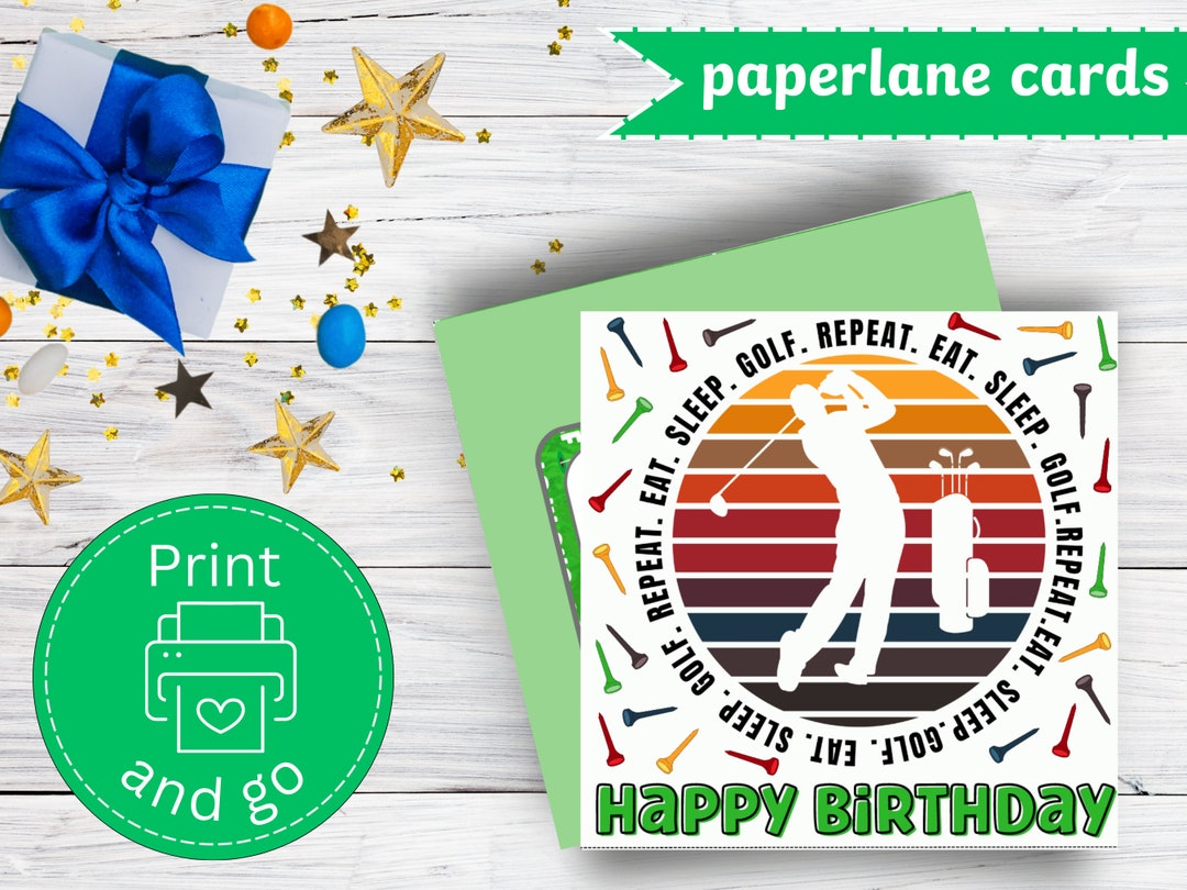 Golf Birthday Card With Matching Envelope. Printable Digital File - Etsy