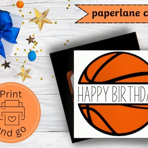 Carte d'anniversaire de basket-ball avec enveloppe assortie. Fichier numérique imprimable.