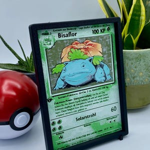 Bisaflor First Edition - 3D-muurfoto - Pokemon 15/102 (basisset Fossil 1e ruilkaart decoratie foto starter poster kunst aan de muur)