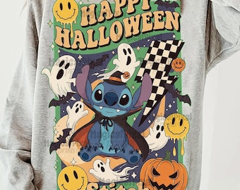Retro Halloween Stitch Shirt PNG, Halloween Ghost Png, Spooky Vibes Png, Trick Or Treat, Fall Png Design, Halloween 2025, Digital Download