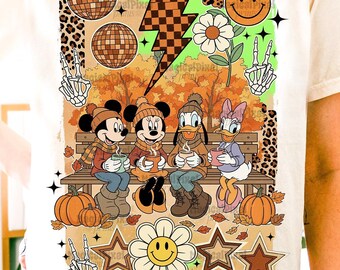 Retro Fall Mickey and Friends png, Fall Pumpkin png, Autumn png, Fall Girly png, Fall Sublimation, Tis the season, Pumpkin png, Fall vibes