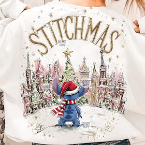 Retro Stitch Christmas PNG, Hand Drawn Christmas PNG, Preppy Family Christmas Png, Christmas Family Trip PNG, Very Merry Santa Stitch Png