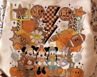 Retro Halloween Mickey and Friends Png, Fall Pumpkin Png, Autumn png, Fall Girly png, Trendy Fall Sublimation, Tis the season, Fall vibes