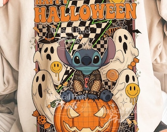 Stitch Halloween Design PNG, Retro Halloween Sublimation, Trendy Halloween png, Fall Shirt PNG Design, Spooky Vibes Png, Trick Or Treat Png