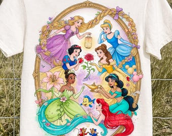 Retro Princesses Squad Png, Watercolor Princesses Png, Matching Family Trip, Magic Kingdom Png, Sublimation Design, Girls Trip Shirt Design