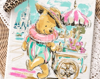 Preppy Summer Pooh Png, Coquette Family Vacation 2026 Png, Happiest Place On Earth, Hand Drawn Summer, Girly Summer Trip, Family Vacay Mode