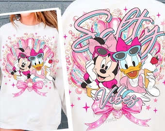 Minnie And Daisy Summer PNG, Salty Soul Png, Summer Vibes Pink Clam Png, Summer Beach Png Shirt, Magical Kingdom, Family Trip 2025 Png