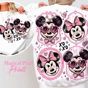 Retro Mouse Couple Valentine&#39;s Day Shirt PNG, Pink Coquette Valentine Png, Valentine Mouse Couple Shirt Design Png, Trendy Valentine Png