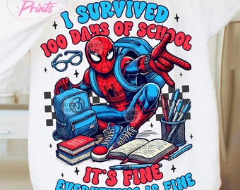 I Survived 100 Days Of School PNG, 100 Days Of School Png, Cartoon 100th Day of School, Teacher Appreciation, Checkered Retro Back To School