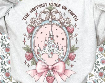 Coquette Magical Castle PNG, Strawberry Shirt PNG, Princess Trip Tee, Princess Magical Castle Bow Shirt Png, Family Trip Shirt Designs