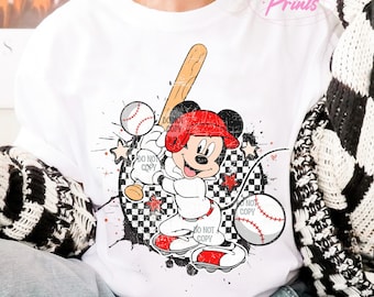 Checkered Baseball Sublimation Designs, Trendy Baseball PNG, Baseball Game Day Png, Baseball Mom Shirt, Baseball Season Png, Sport Mouse Png