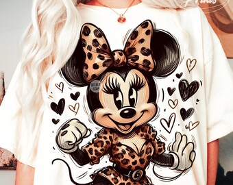 Leopard Retro Minnie Shirt PNG, Retro Minnie Png, Minnie Sublimationsdesign, Familienurlaub png, Familienreise, Vacay Modus Png, magisches Königreich