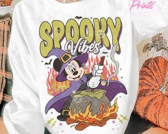 Retro Spooky Vibes PNG, Mouse Halloween Png, Retro Mouse Png, Halloween Sublimation Design, Magical Halloween Sublimation, Spooky Season Png