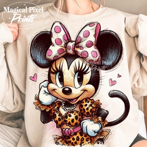 Retro Leopard Mouse Sketch Shirt PNG, Retro Minnie Png, Minnie Sublimation Design, Family Vacation, Family Trip, Vacay Mode, Magic Kingdom