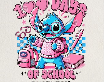 100 dagen school png – retro 100e dag cartoon digitale download voor waardering van leraren en terug naar school, 100 dagen slimmer afdrukbaar