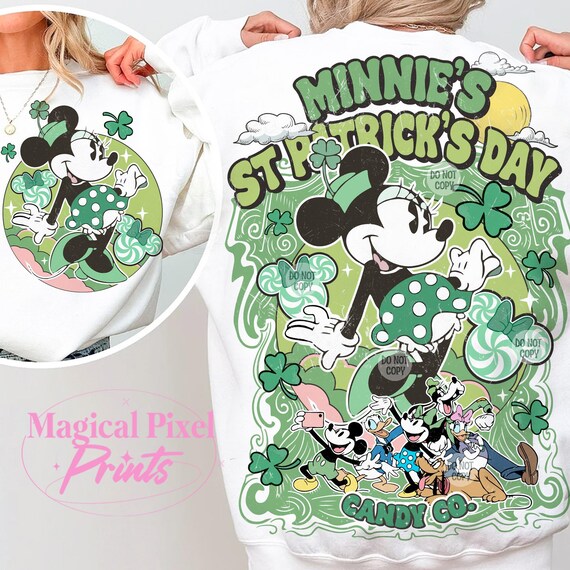 Mouse Happy St Patrick's Day PNG, Lucky Shamrock Png, Retro Cartoon St Patrick's Day PNG, Irish Png, Trendy St Pattys Day, Four Leaf Clover