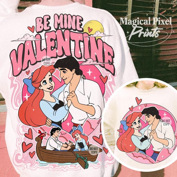 Be Mine Valentine PNG, Valentine's Day Png, Vintage Little Mermaid png, Cute Vday Shirt Png, Love Png, Ariel png, Princess png, Xoxo Png
