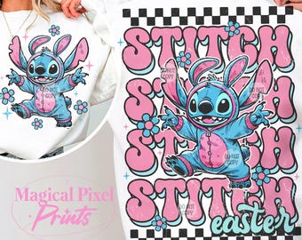 Stitch Easter PNG, Coquette Bunny Easter Png, Easter Bunny Vibes Girl Png, Happy Easter Png, Sublimation Design, Digital Download