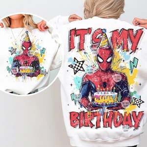 Spider Birthday Boy Shirt PNG, It&#39;s My Birthday PNG, Happy Birthday Png, In My Birthday Era, Spidey Clipart PNG, Spidey Birthday Boy shirt