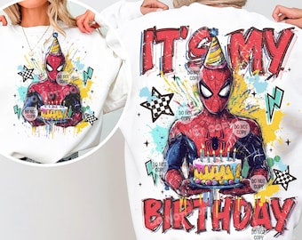 Spider Birthday Boy Shirt PNG, It's My Birthday PNG, Happy Birthday Png, In My Birthday Era, Spidey Clipart PNG, Spidey Birthday Boy shirt