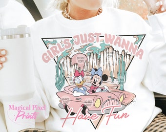 Las chicas solo quieren divertirse PNG, Girly Png, Mouse Have Fun Png, Girl Mouse Friends Png, Summer Vibes Png, Groovy Style Png, Beach Vibes Png