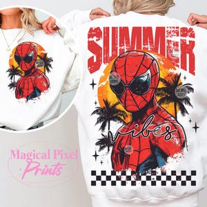 Spider Summer Shirt PNG, Trendy Summer Png, Superhero Png, Aesthetic Beach Shirt Design, Retro Beach Boy Png, Summer Boy Shirt Design