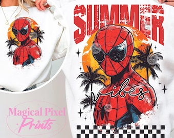 Spider Summer Shirt PNG, Trendy Summer Png, Superhero Png, Aesthetic Beach Shirt Design, Retro Beach Boy Png, Summer Boy Shirt Design