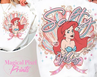 Little Mermaid Summer PNG, Little Mermaid Clipart, Coquette Clam Pearl Bow Png, Coastal Seashell Starfish PNG, Preppy Summer Vibes Png