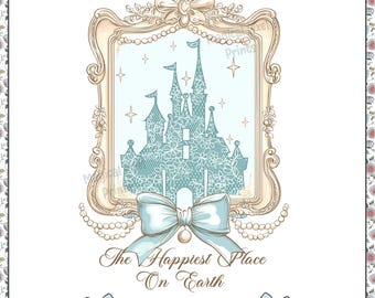 Happiest Place On Earth Png, Coquette Magical Castle Floral Png, Coquette Girl Aesthetic, Family Vacation Png, Family Shirt Png, Trendy Png