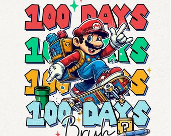 Retro 100 días hermano PNG, felices 100 días de escuela dibujos animados PNG, súper personaje de dibujos animados PNG, regalo para niños camiseta escolar PNG, nivel 100 PNG