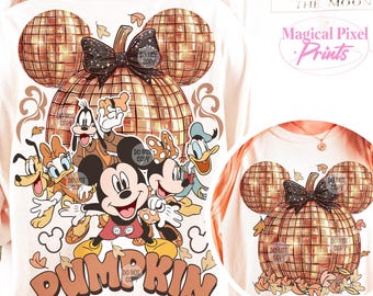 Kürbissaison PNG, Disco Kürbis PNG, Maus und Freunde Sublimation, trendiges Herbstdesign, Retro Herbst Kürbis Png, Retro Herbst Png, Girly Herbst