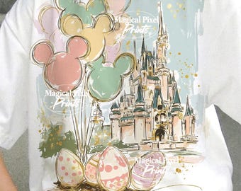 Hand Drawn Easter Png, Mickey and Friends Easter PNG, Happiest Place On Earth Png, Spring Floral png, Mouse Castle Png, Family Vacation