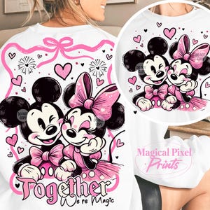 Retro Mouse Couple Valentine&#39;s Day PNG, Pink Valentine Coquette Png, Happy Valentine Day Shirt Design Png, Valentine Couple Shirt Design