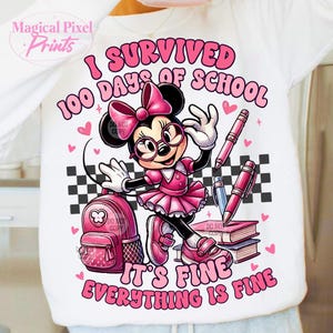 I Survived 100 Days Of School PNG, Happy 100 Days Of School Png, Cartoon 100th Day of School, Teacher Appreciation, Mouse Back To School