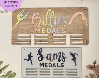 Personalised Wooden Medal Holder: Hand-Painted with choice of colours and sports