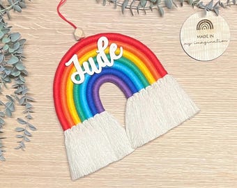 Handmade Macrame Rainbow Wall Hanging: Nursery/ bedroom Decor,  personalised Name Option