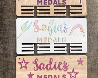 Personalised Wooden Medal Holder: Hand-Painted with choice of colours and sports