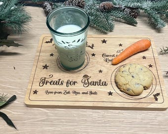 Personalised wooden engraved Santa Treat Board | Wooden Christmas Eve Plate