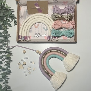 DIY macrame rainbow kit | rainbow DIY kit| craft kit | make your own rainbow | personalised name rainbow kit | letterbox gift| craft gift