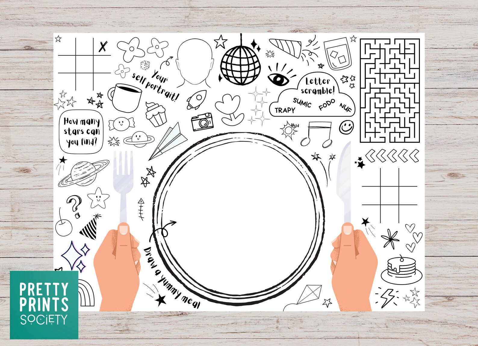 Kids Activity Placemat Printable Instant DIGITAL Download Kids Party