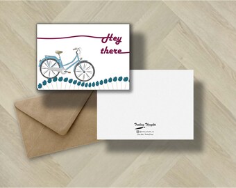 Tarjeta de felicitación con bicicleta y flores (para imprimir)