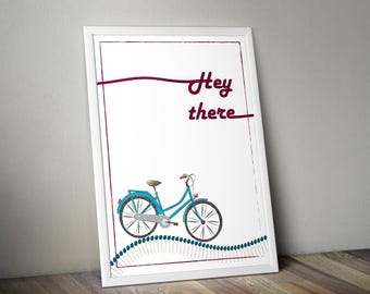 Lámina artística "Hola, bicicleta", decoración moderna para la entrada (descarga digital)