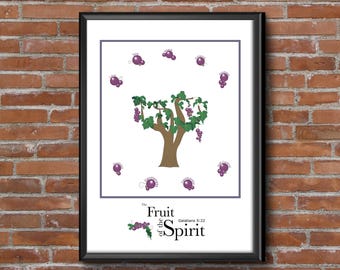 Lámina ilustrada inspirada en la Biblia "El fruto del Espíritu"