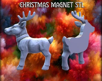 トナカイの横顔 – 3Dプリント可能なクリスマスマグネットSTL - 2年間の商用ライセンス