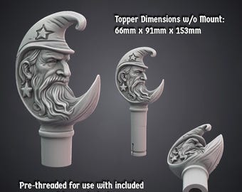 ミスティックムーンウィザードスタッフトッパー – 3Dプリント可能なSTL - 個人ライセンス