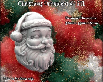 レトロで陽気なサンタの頭 – クラシックなクリスマスオーナメント | 3Dプリント可能なSTL - 個人ライセンス