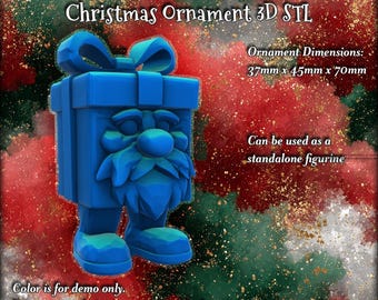 ギフトボックスサンタ – 気まぐれなクリスマスオーナメント | 3Dプリント可能なSTLフィギュア - 2年間の商用ライセンス