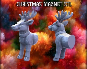 トナカイの前面半分 – 3Dプリント可能なクリスマスマグネットSTL - 2年間の商用ライセンス