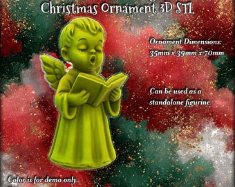 レトロな聖歌隊の天使 - ヴィンテージスタイルのクリスマスオーナメント | 3Dプリント可能なSTLフィギュア - 2年間の商用ライセンス