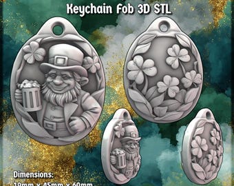 聖パトリックの日のレプラコーンキーホルダーSTL - 幸運のシャムロックチャーム（3Dプリント可能） - 個人用バージョン